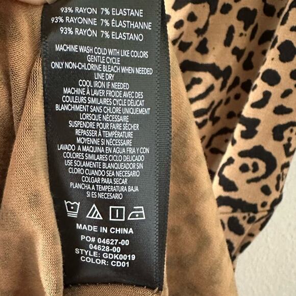 GOOD AMERICAN Daynight Long Sleeve Midi Wrap Dress in Caramel Leopard - Picture 4 of 8